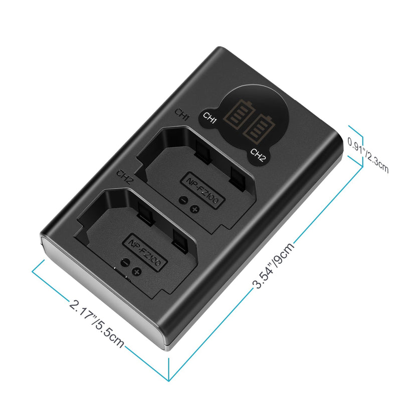 Neewer Dual USB Charger for Sony NP-FZ100 Battery, Compatible with Sony ZV-E1, FX3, FX30, A1, A9 II, A7R V, A7S III, A7 IV, A6600, A7C Cameras, Designed with LCD Display, Versatile Charging Options