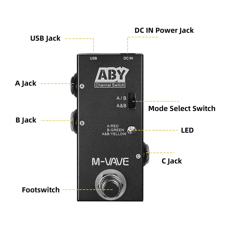 ABY Line Selector AB Switch Mini Guitar Effect Pedal True Bypass Guitar Bass Pedal AB Box - ABY Channel Switch