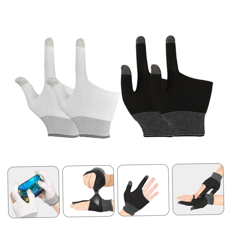 2 Pairs Game Gloves Thumb Sleeves Mobile Gaming Phone Gaming Gloves Comfort Gaming Gloves Touch Finger Gloves for Gaming Comfort Finger Gaming Gloves Mittens Nylon Breathable