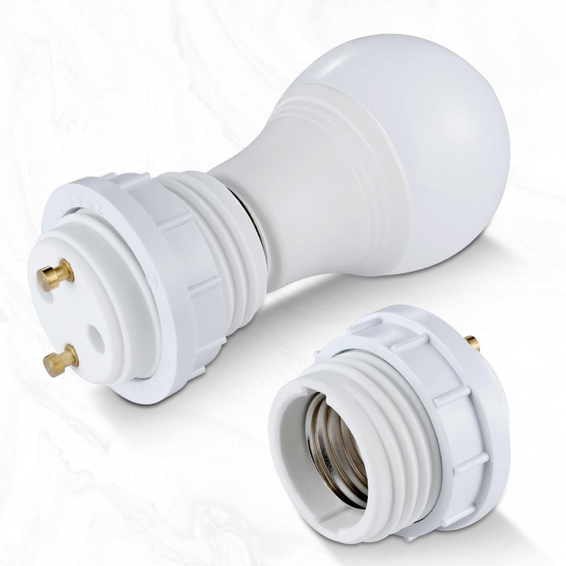 [AUSTRALIA] - GU24 to E26 Socket Adapter with Shade Ring, Bi-Pin Based GU24 to Standard Medium Screw-in Bulb Socket Adapter Converter, Pin Base Threaded Adapter (4) 4 