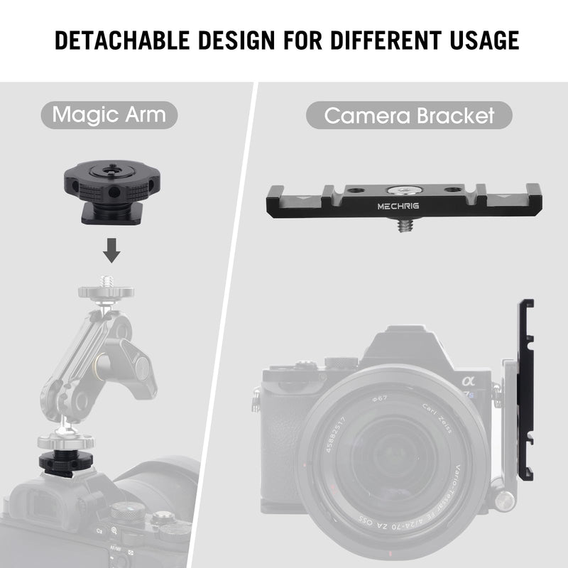 [AUSTRALIA] - Dual Cold Shoe Extension Bar Mount, Aluminum Dual Hot Shoe Mount Bracket with 1/4" Thread & Cable Slot, Cold Shoe Bracket for DSLR Camera LED Video Light Microphone Monitor (62034) 