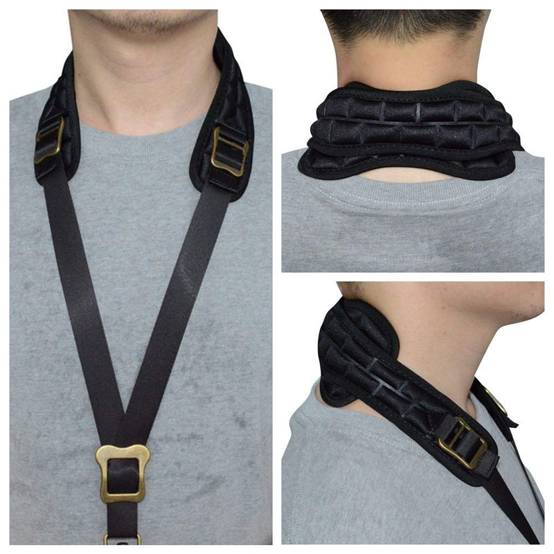 adorence Padded Saxophone Neck Strap - Comfortable Sax Strap with Breathable, Removable & Washable Neck Strap Cushion - H04 Black Darkblack