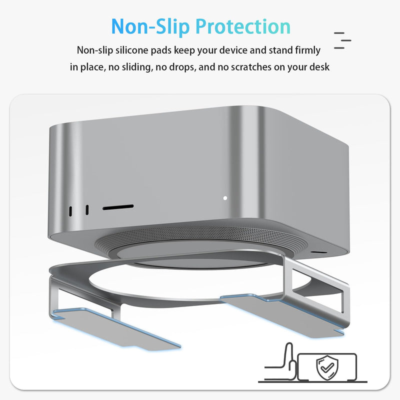 IFCASE Aluminum Desktop Mount Stand for Mac Studio, Silver | Improved Cooling, Desk Organization