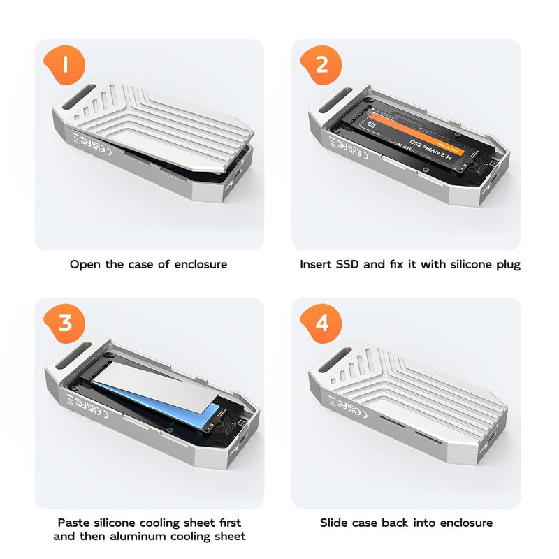 MAIWO NVMe Enclosure 40Gbps with Cooling Fan, All Aluminum Case Tool Free, M.2 PCIe M-Key SSD to USB4 Adapter Reader, Compatible with Thunderbolt4/3 USB3.2/3.1/3.0 8TB Capacity
