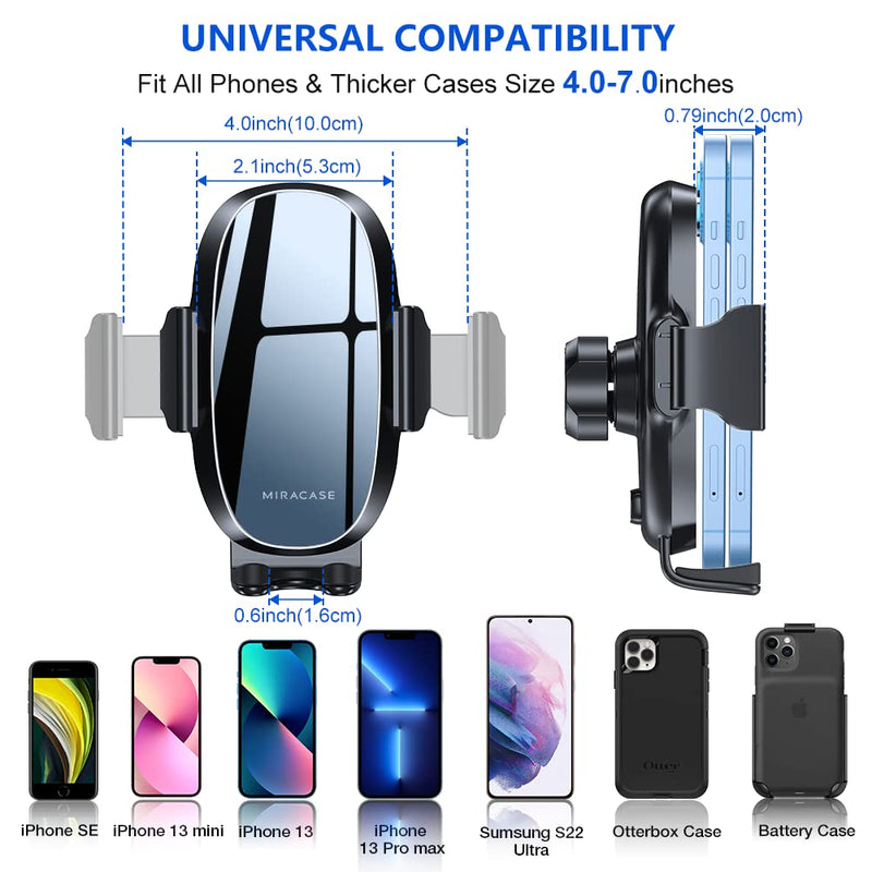 Miracase Upgraded-2nd Generation Universal Phone Holder for Car, Air Vent Car Mount Compatible with iPhone 14 Series/14 Pro Max/13 Series/12 Series/11 and All Phones, Black