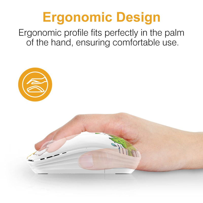 FMOUSE Wireless Mouse Cute Silent Computer Mouse with USB Receiver & Cute Decoration, Wireless Bluetooth Dual Mode Mouse 1600 DPI Power Saving Less Noise, Portable Mouse for PC, Laptop, Desktop (Lion) Lion