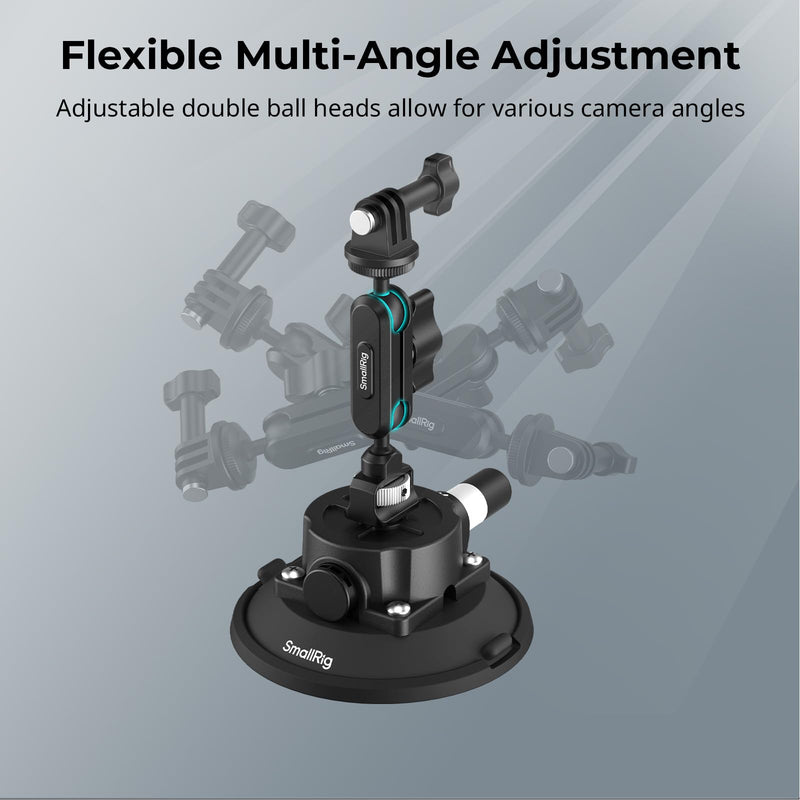 [AUSTRALIA] - SMALLRIG 4.5" Suction Cup Mount with Ball Head Magic Arm, Camera Mount for DJI Osmo Action 5 Pro/4, for Insta360 x5, for Gopro 13/12,on Car Windshield or Window, Compatible with Action Cameras-5855 4.5" 