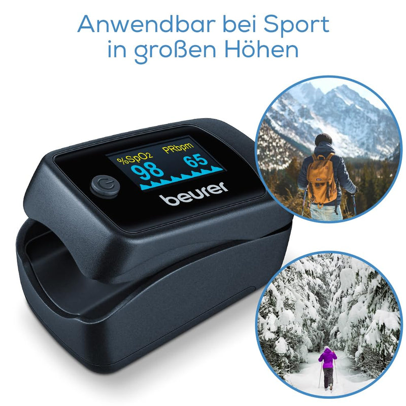 Beurer PO 40 Pulse Oximeter For Measuring Oxygen Saturation, Heart Rate And Perfusions Index (PI), Pain Free Application, Colour Display black Single