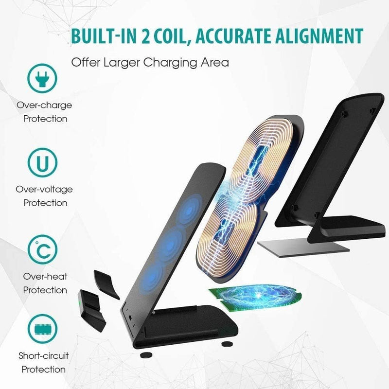Samsung Wireless Charger, 15W Fast Charging Stand for Samsung Galaxy S24/S23 FE/S23 Ultra/S22/S21/S20, Android Phone Wireless Charger Stand for Google Pixel 8/8 Pro/7a/7 Pro/6, iPhone 15/14/13/Pro/Max Black