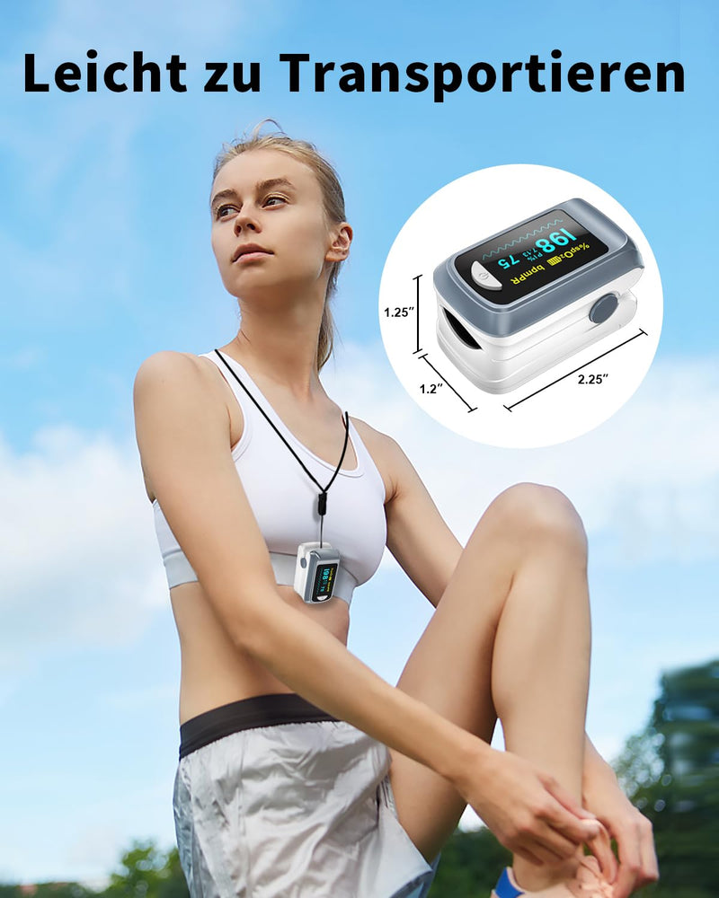 Blood Oxygen Saturation Monitor, Heart Rate Monitor and Fast Spo2 Oxygen Monitor with LED Screen, Batteries Included gray