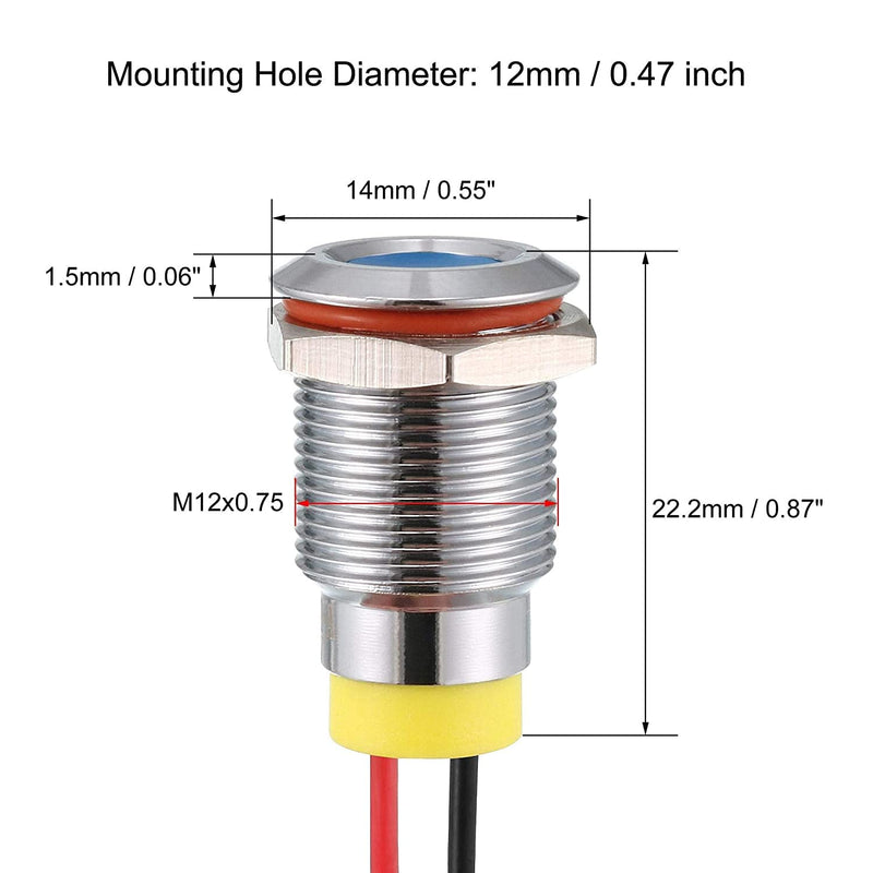 RUNCCI-YUN Pack of 10 110 V-220 V 12 mm 1/2 Inch LED Metal Indicator Light Waterproof Signal Lamp LED Panel Installation Indicator Light (Green × 2 Yellow × 2 Red × 2 Blue × 2 White × 2) 12mm (Green Yellow Brown Blue-white) 110v-220v 10pcs