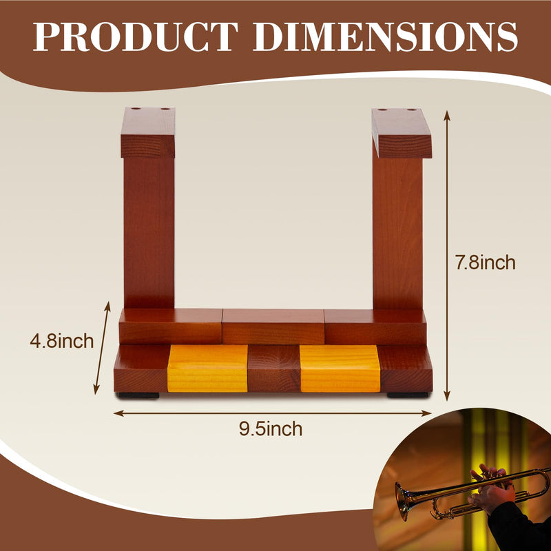Ripeng Wooden Trumpet Stand Horizontal Trumpet Holder for All Musicians Unique Gift, 9.5 x 4.7 x 7.8 Inch, Trombone Accessories