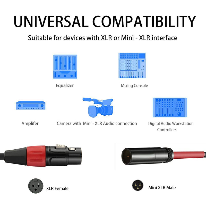 Mini XLR Male to XLR Female Microphone Audio Cable for Blackmagic Pocket 4K Camera Video Assist 4K - 1ft (Pack of 2) 1 feet (Pack of 2)