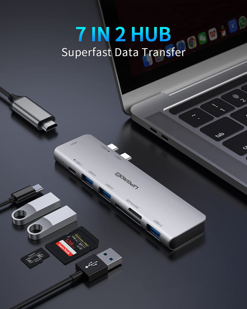 USB C Hub for MacBook, PowerExpand Direct 7-in-2 USB C Adapter Compatible with Thunderbolt 3 USB C Port, 100W Power Delivery, 4K HDMI, USB C and 2 USB A Data Ports, SD and microSD Card Reader 7 in 2 USB-C HUB