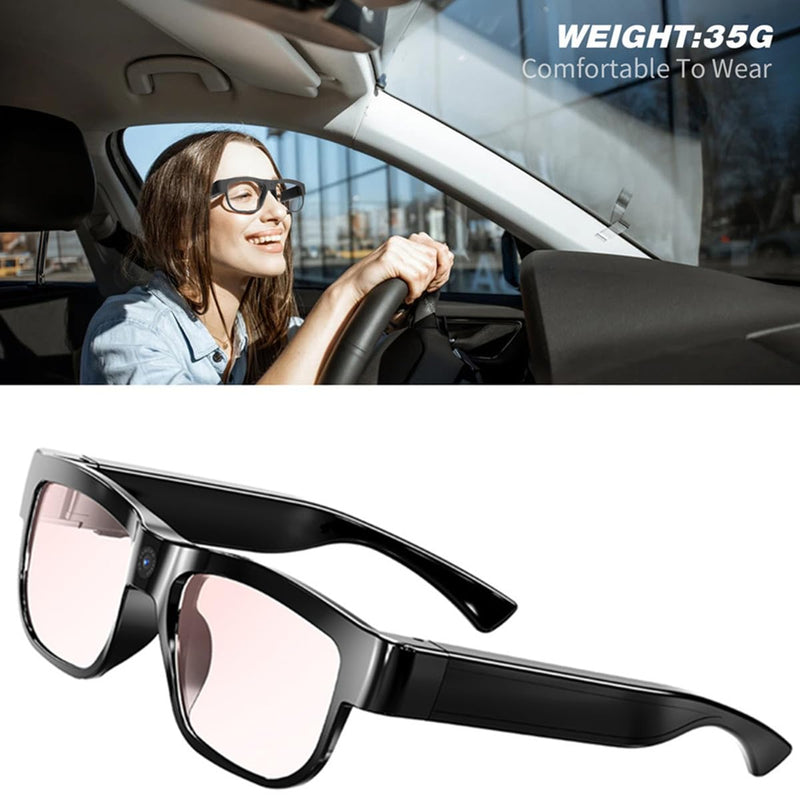 Camera Glasses Smart Video Glasses with Camera Wearable Sports Eye Glasses Outdoor Recording Motorcycle Riding Hiking Built-in 32G Memory