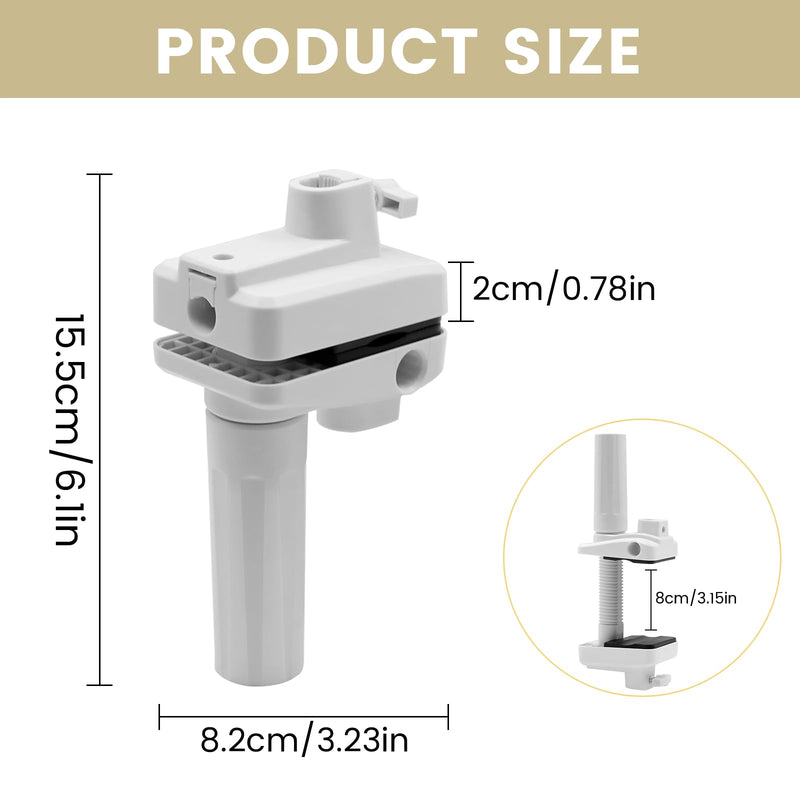Mic Arm Desk Mount Clamp Insert Holes Universal Mic Stand Desk Holder for Boom Arm, Lamp, Monitor Stable Desk/Bed Mount White(2-Pack)