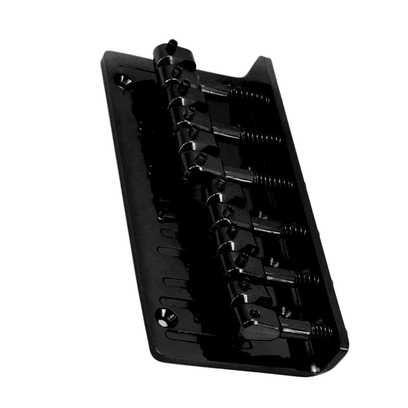 6 String Bass Bridge Hardtail Top Load Adjustable Saddles Zinc Alloy Replacement for Precision Bass Guitar Fixed Bridge Assembly Black