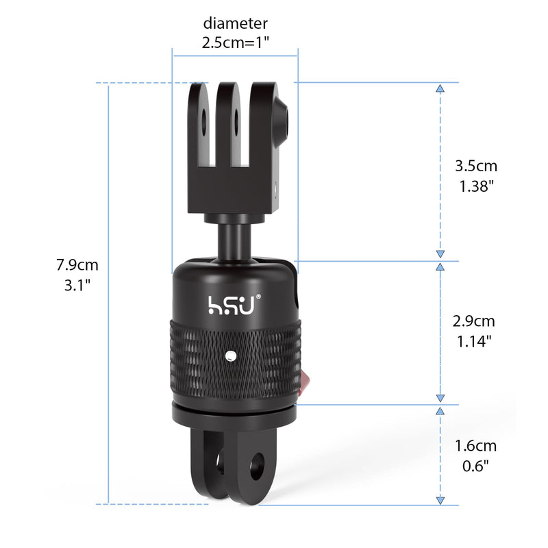 [AUSTRALIA] - HSU 360 Degree Rotation Camera Mount, Aluminum Vertical Bracket Tripod Adapter Compatible with GoPro Hero 12/11/10/9/8/7/6/5 AKASO Campark DJI Osmo Action 4/3 and Other Action Cameras 