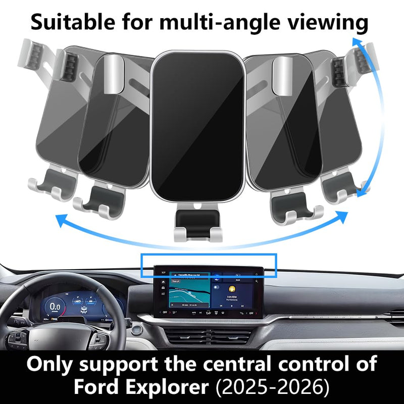 Car Phone Holder Center Console Organizer Tray for Ford Explorer 2025 2026 [13.2-inch Screen] Auto Interior Accessories Cell Phones Mount Mobile Cellphone Navigation Stand Dashboard Storage Accessory