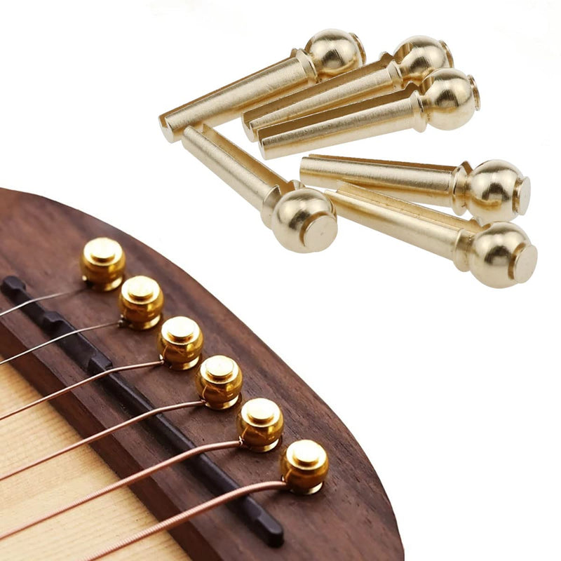 [AUSTRALIA] - AYLIFU Guitar Bridge Pin 6-Piece Acoustic Brass Guitar Bridge Pin Replacement Parts with Metal Piano Bridge Pin Remover 