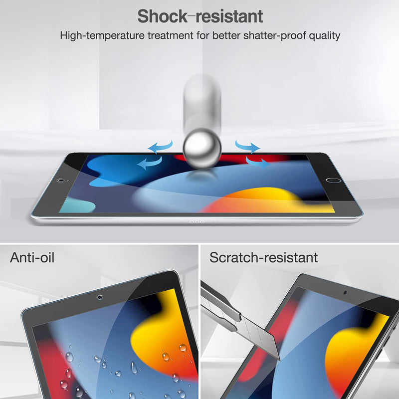 2 Pack Screen Protector for iPad 10.2 9th 2021/ 8th 2020/ 7th 2019, Tempered Glass Film for A2602/A2603/ A2270/A2428/ A2197/A2198/A2201 -Clear 2 Pack
