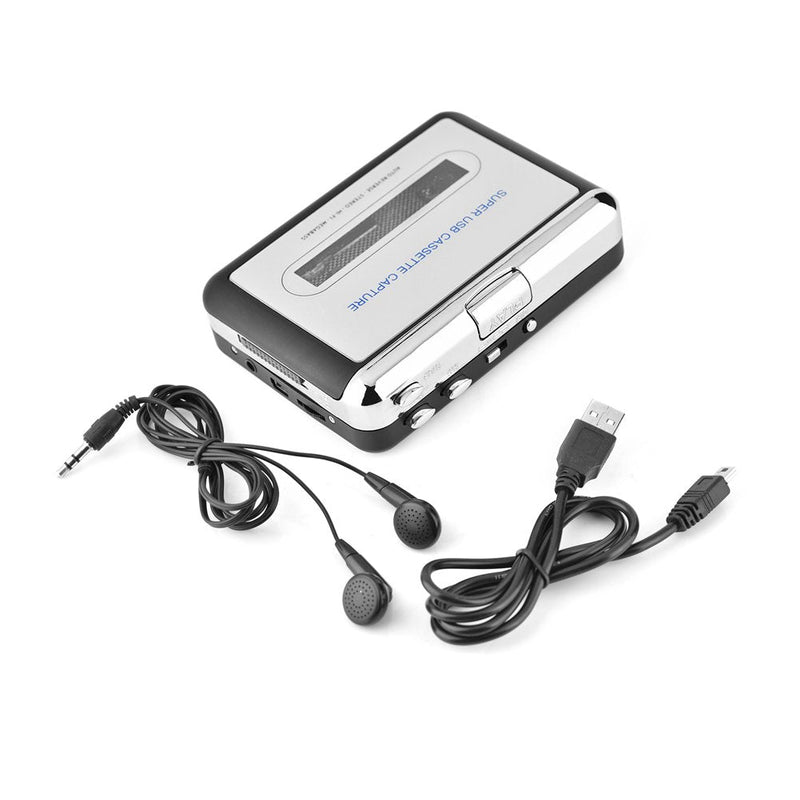 [AUSTRALIA] - Portable Cassette to MP3 Converter with Headphones Transfer USB Cassette Tape to PC MP3 CD Switcher Converter Capture Audio Music Player 