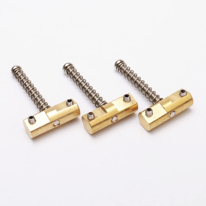 Brass Bridge Saddles Replacement for Tele Bass Electric Guitar (3 Pack, Golden with Wrench)