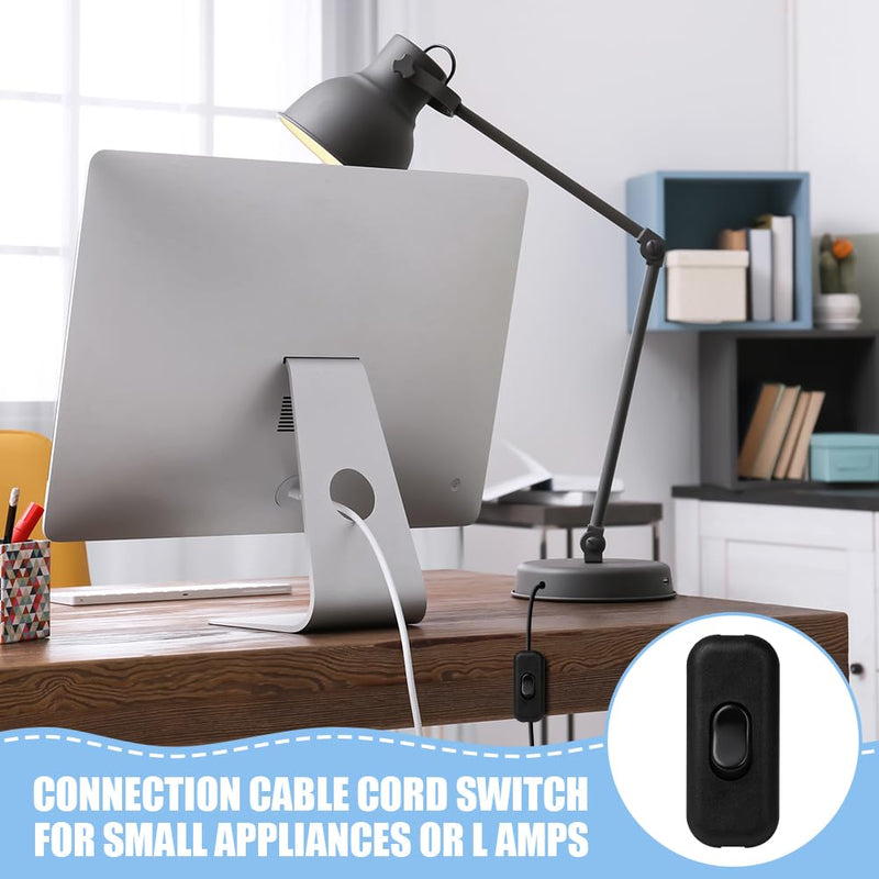 AXFEE Inline Switch, Pack of 2 250 V 6 A Intermediate Switch Cord Switch, Cable Switch, Rocker Switch, 2-Core and 3-Core Leads, Cord Switch for Lamp Small Appliances, Black Black - Pack of 2