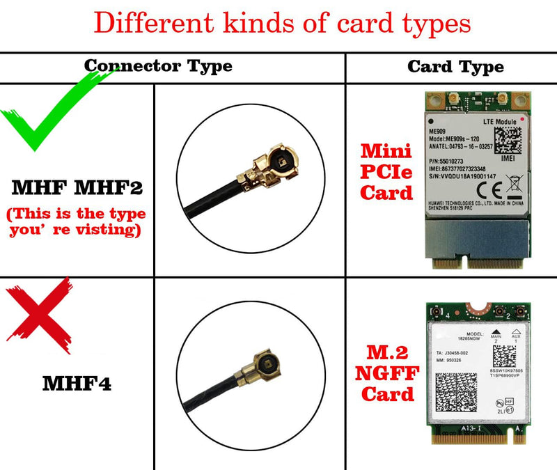 Internal Laptop WiFi Antenna 8dBi Dual-Band Mini PCIe U.FL MHF1 Cable 50cm | 2.4GHz 5.8GHz, 8dBi gain, PCB design, UFL Connector. Mini PCIe wifi card antenna only—not for M.2/NGFF
