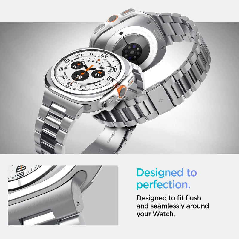 Spigen for Samsung Galaxy Watch Ultra 2/1 Band (2026/2025/2024) | Modern Fit 316L Premium Business Wristband Metal Stainless Steel Adjustable Replacement Men Women Strap Silver