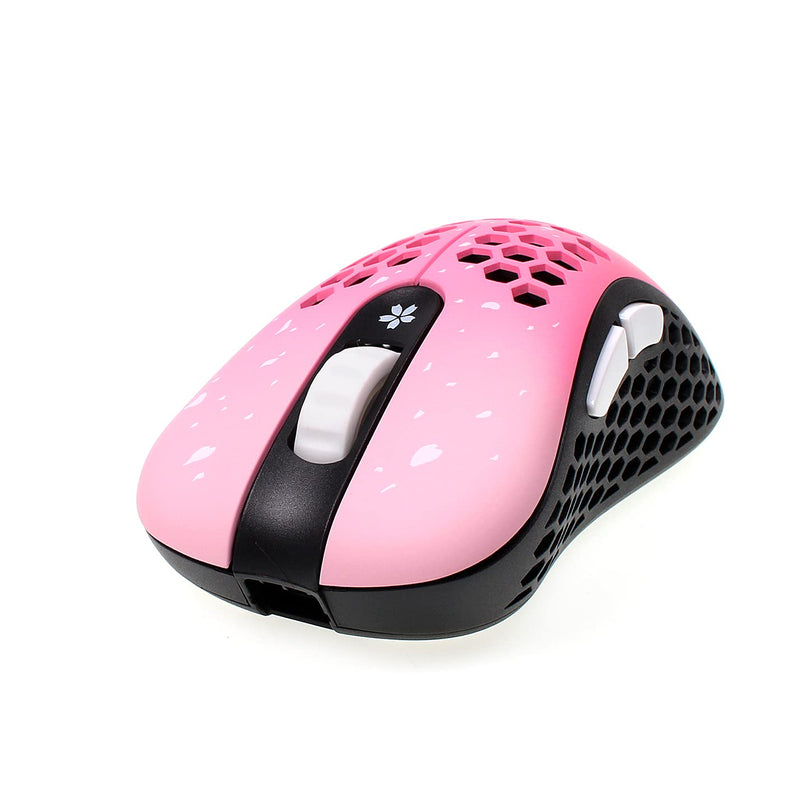 Skoll Mini SK-S Sakura 50g Ultralight Weight Honeycomb Design Ergonomic Gaming Mouse with 3389 Sensor - PTFE Skates - 16,000DPI - Detachable Cable (Pink)