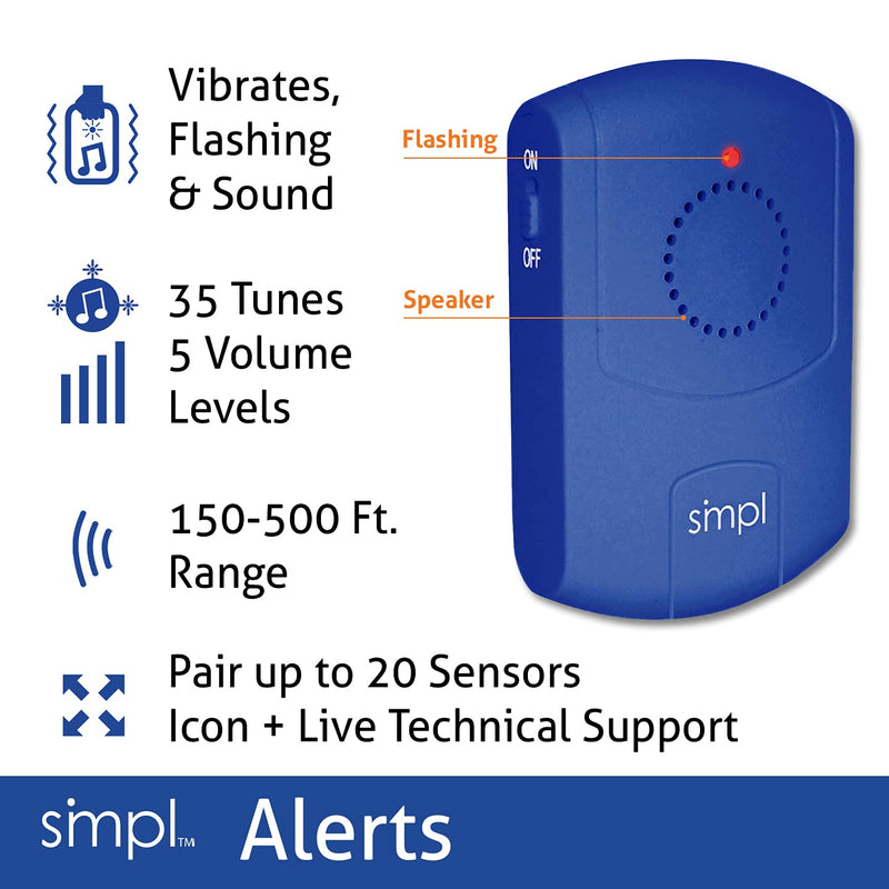 SMPL Alerts Wireless & Wearable Alerts Pager, Elderly Assistance, Caregiver Paging System, Security/Motion Sensors, Senior & Kids Safety, Live Technical Support Pager + Door Sensor