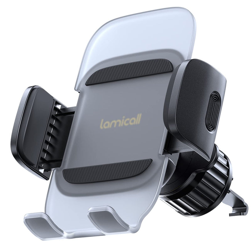 Lamicall Car Phone Holder Vent - Upgraded Spring Clip [Big Phone Friendly] Air Vent Cell Phone Holders for Your Car Mount Automobile Hands Free Cradle for iPhone 15 14 13 Pro Max Smartphone Black