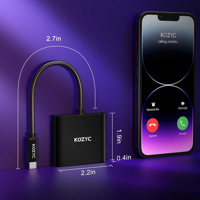 [AUSTRALIA] - USB C to Dual HDMI Adapter 4K@60hz, Type C to HDMI Splitter Extended Display for MacBook/MacBook Pro Air Dell XPS13/15, Samsung Galaxy S9/S9+ [MST Mode (Extended displays) Only for Win OS], Black 2-IN-1 USB-C Hub Dual HDMI Black 