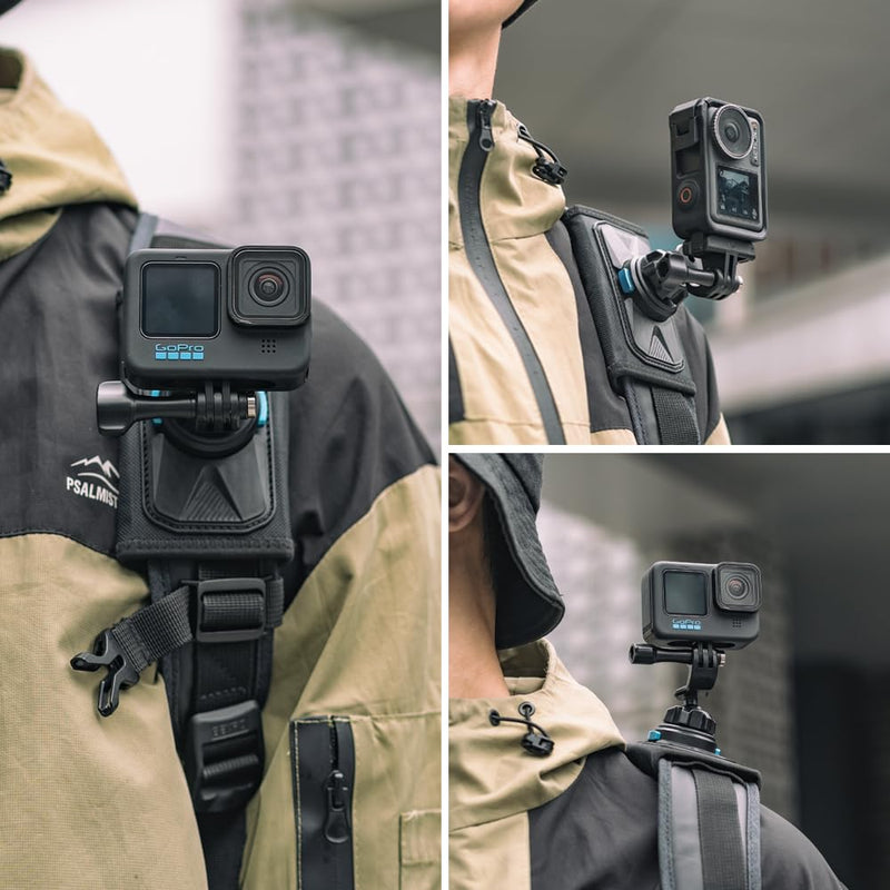 [AUSTRALIA] - SUREWO Magnetic Quick Release Backpack Shoulder Strap Mount Bag Belt Shoulder Strap Clip Holder Compatible with Gopro Hero 12/11/10/9/8/7/(2018)/6/5 Black,DJI Osmo Action 4/3 and More 