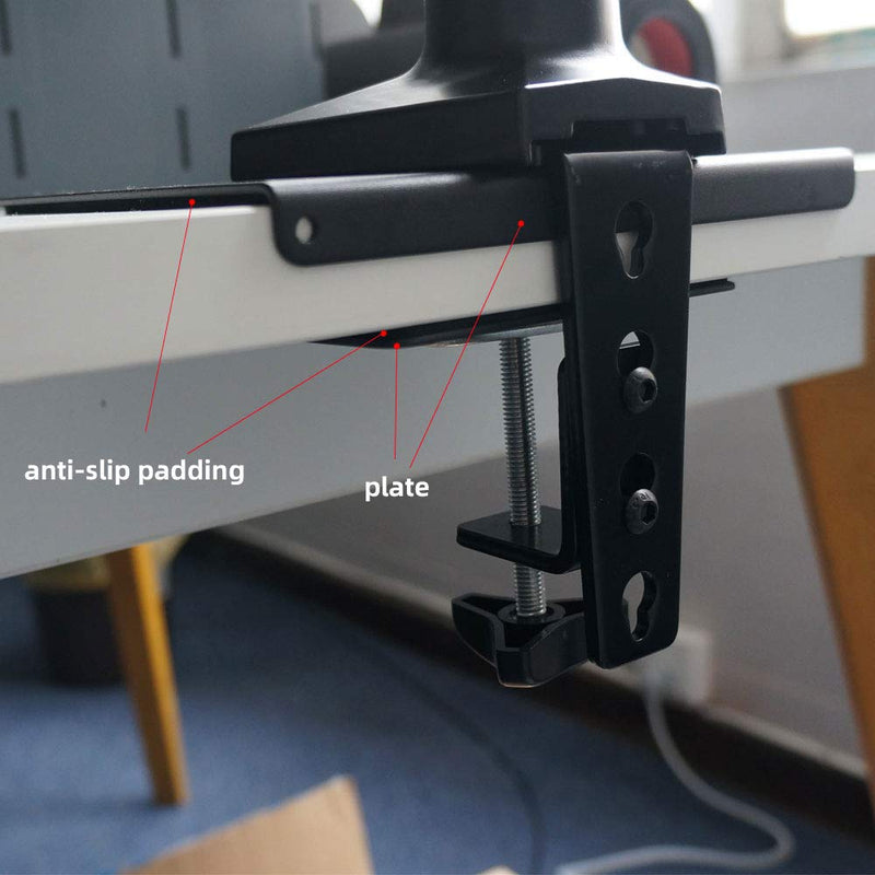 Steel Monitor Mount Reinforcement Plate Fits Most Monitor Desk Mount，for Fragile Tabletop Protection (Black, Square-1) Black