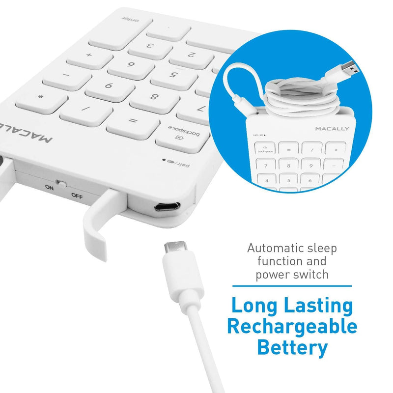 Macally Wireless Bluetooth Numeric Keypad and Wireless Bluetooth Mouse for Mac and PC, Calculate Efficiently