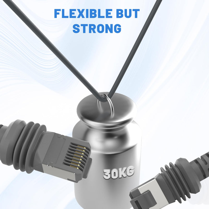 Starlink Cable, 150FT/46M Replacement Star Link Gen 3/V5/4/4X/Mini Cable | Adopts 24AWG copper hits 1200Mbps,water-resistant anti-aging PVC shell,all-weather durable for stable high-speed connection. grey