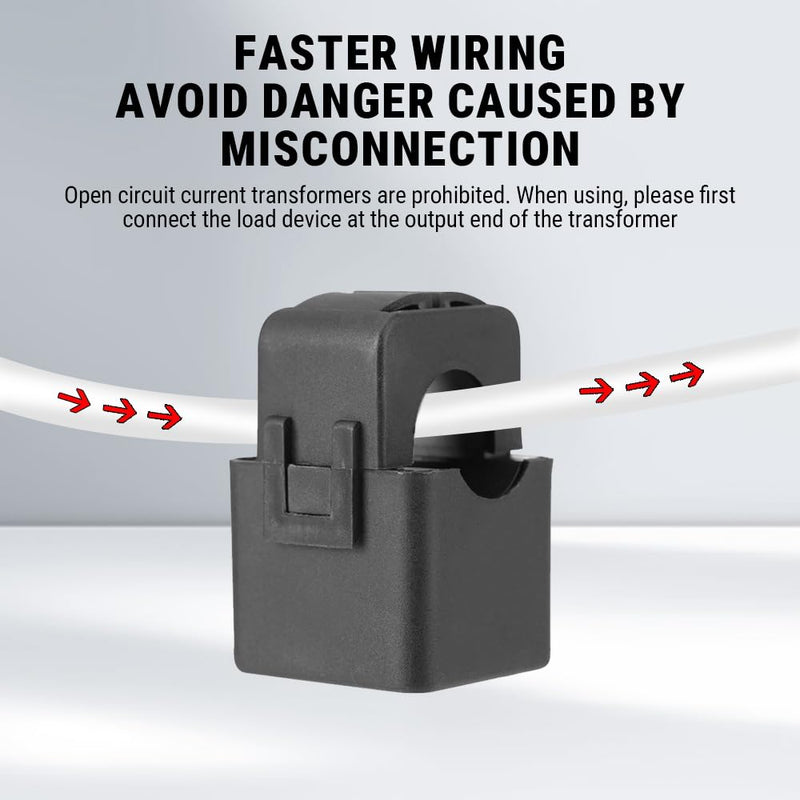 Uadme Split Core Current Transformer, PZCT-02 Current Transformer 100A, Precise Current Sensor for 100A Amp Energy Meter, Fully Closed, Snap Connection Structure