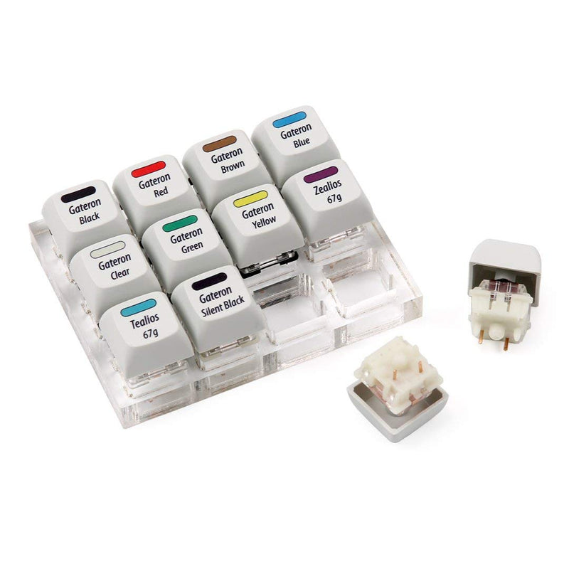 Max Keyboard Gateron + Zealios + Tealios Key Switch 12-Key Tester Kit (Printed PBT Keycap with Key Switch Color Printed)