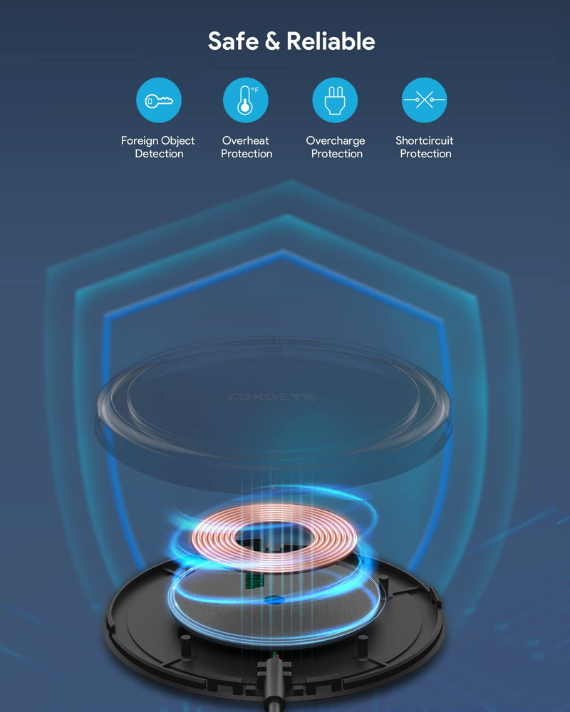 Wireless Charger, 15W Max Fast Wireless Charging Pad 2-Pack Compatible with iPhone 15/15 Pro/15 Plus/15 ProMax/14/14 Pro/14 Plus/13/12/Samsung S24 /S24Ultra/S23 Ultra/S22/S21/S20/Note 10, AirPods Pro Black