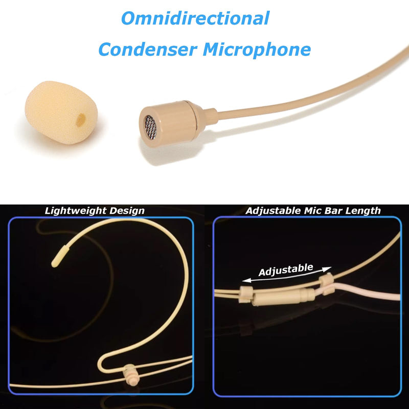 [AUSTRALIA] - Headset Microphone Headworn Double Over Ear Earset Hanging Condenser Omnidirectional Mic Compatible with Shure Wireless Bodypack Transmitter System with Mini XLR 4 Pin TA4F Plug Mini XLR TA4F Plug Compatible with Shure Only 