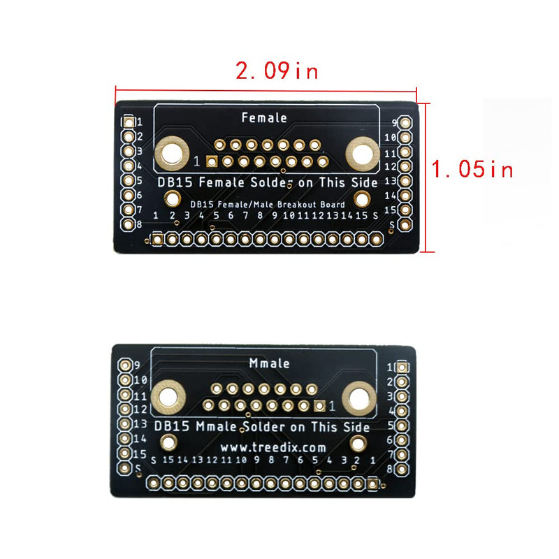 Treedix DB15 Female Breakout Board DB15 Breakout Connector Serial to 15-Pin Port with Screw Terminal Block and Pin Header
