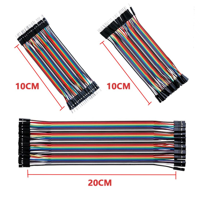120 Pin Jumper Wire 40 x 10 cm, 40 x 20 cm, Male to Female, Male to Male, Female to Female Jumper Wires Breadboard, Cable Jumper 28AWG Wire Bridges for M2M/F2M/F2F Arduino