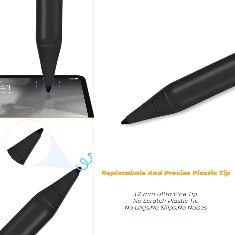 iPad Pro 12.9" 5th/4th Stylus Pencil,1.5mm Palm Rejection Replaceable Fine Tip Active Pen Compatible with Apple Pencil for iPad Pro 12.9-Inch 5th/4th Gen Stylus for Drawing Sketching Pen Black