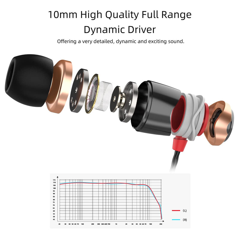 SoundMAGIC E10C Wired Earbuds with Microphone HiFi Stereo Earphones Noise Isolating in Ear Headphones Powerful Bass Tangle Free Cord Black Gold | Deep noise isolation, Punchy bass, Clear treble, Crystal-clear call, Rugged metal shell, Tangle-free cord,...
