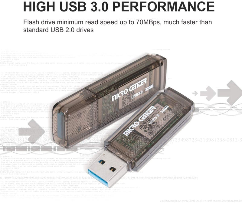Micro Center SuperSpeed 5 Pack 32GB USB 3.0 Flash Drive Gum Size Memory Stick Thumb Drive Data Storage Jump Drive (32G 5-Pack)