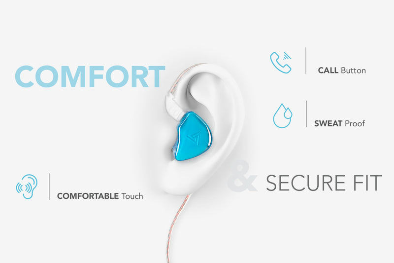 Pro in Ear Monitor Headphones with Silicone Protector for Musicians, Singers, Drummers, HiFi Wired Earbuds, IEM cable with mic, IEMs (Glass Texture Blue-Purple) Blue Purple AK8