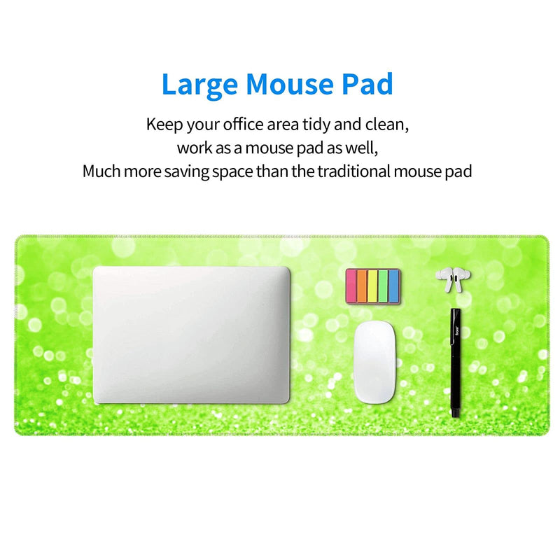 Lime Green Glitter Gaming Mouse Pad Large XL Long Extended Pads Desk Mat Big Mousepad for Home Office Decor Accessories Lime Green Glitter