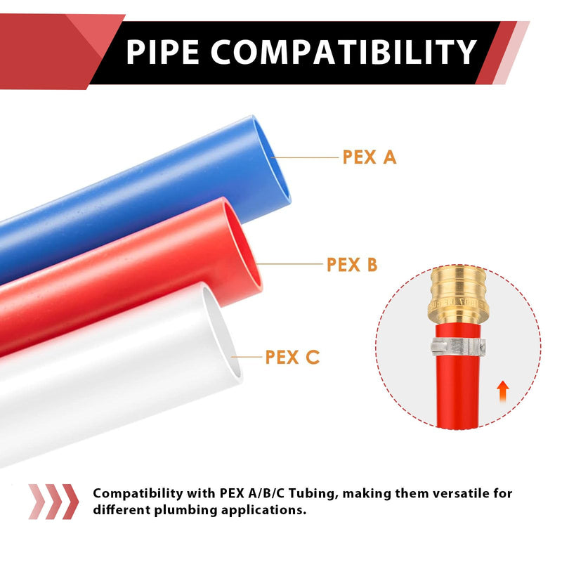 (Pack of 5) EFIELD Pex 3/4" x 1/2" Female NPT Thread Adapter Barb Crimp Brass Fitting,(PEX1807039-5PCS) Pack of 5 3/4" x 1/2"